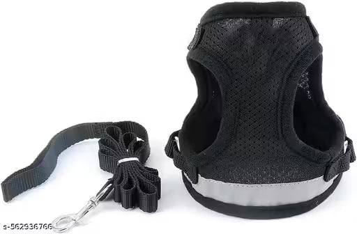 Breathable Pink Dog Harness with Leash – Soft Mesh No-Pull Adjustable Pet Vest